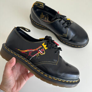 Dr. Martens x Basquiat Black Oxfords with Red and Yellow Accents